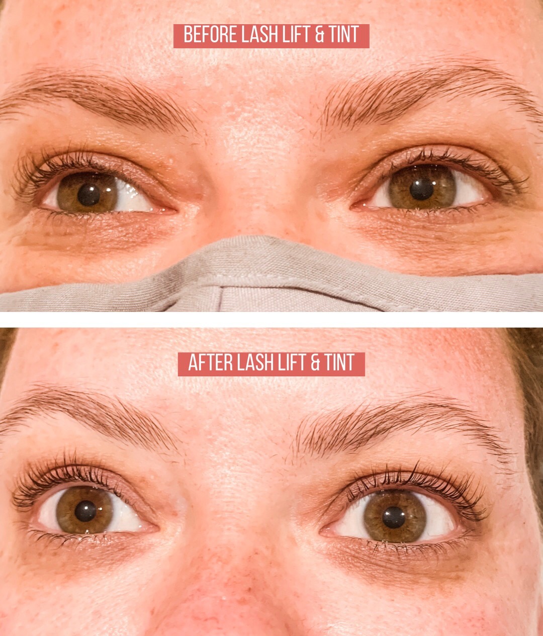 Before and after lash lift