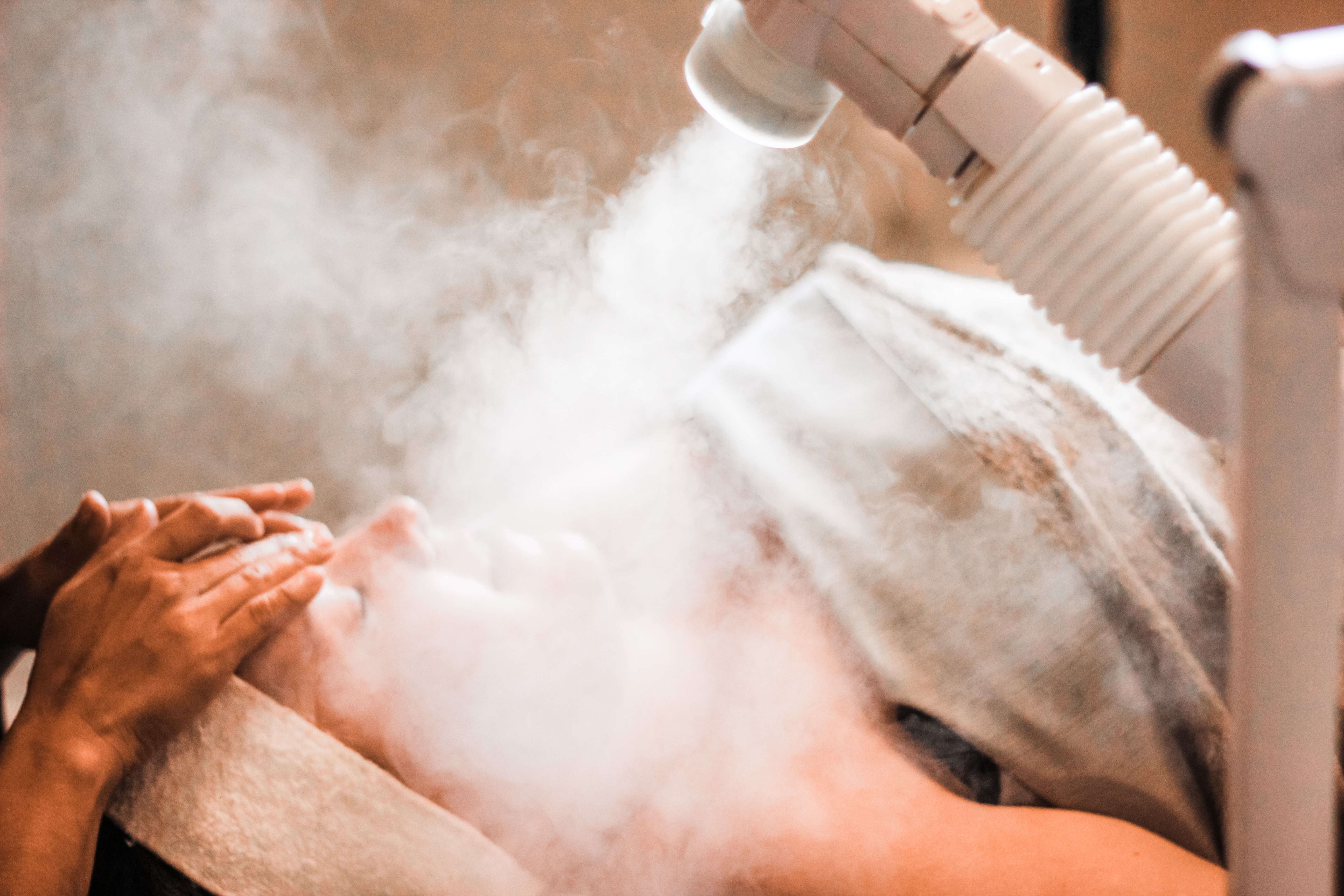 Facial steaming at Good Fortune Soap and Spa