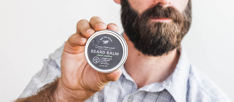 Bearded man with natural beard balm mustache wax mustach