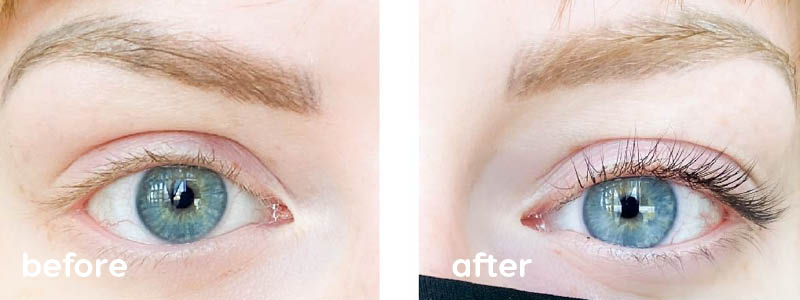 Lash lift and tint results for blond lashes