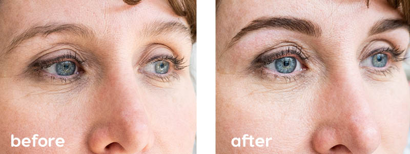 Brow shaping and tinting results for semi permanent brows